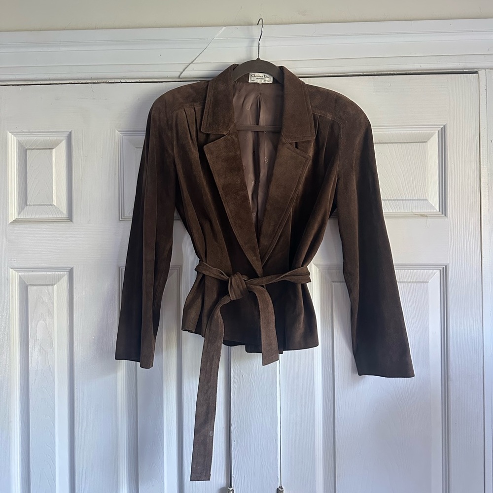 Christian Dior Brown Suede Belted Jacket